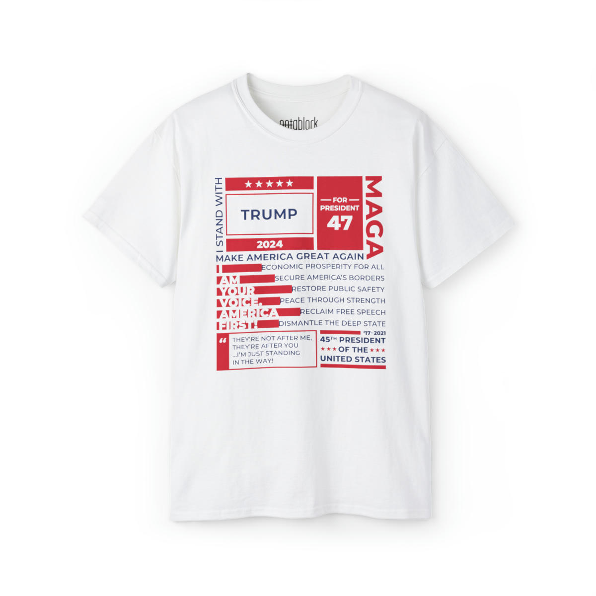 Donald Trump 2024 Presidential graphic t-shirt in white designed by notablock