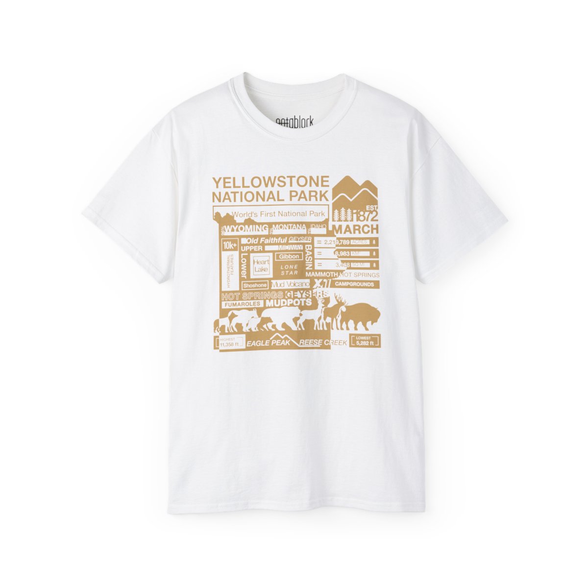 Yellowstone National Park graphic t-shirt in white designed by notablock